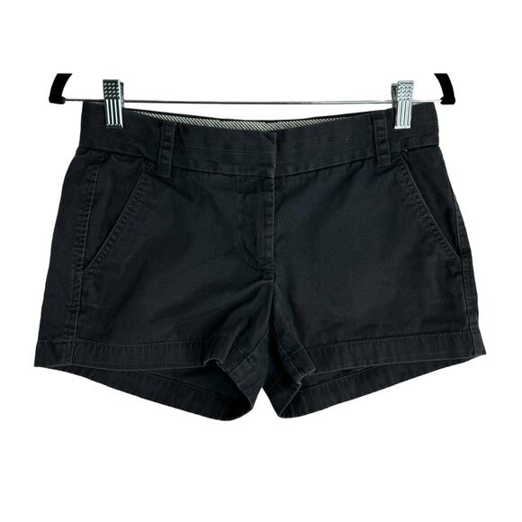 J Crew Womens Shorts Black Broken In Casual Chino Cotton Twill Pockets size 0 - Picture 1 of 4